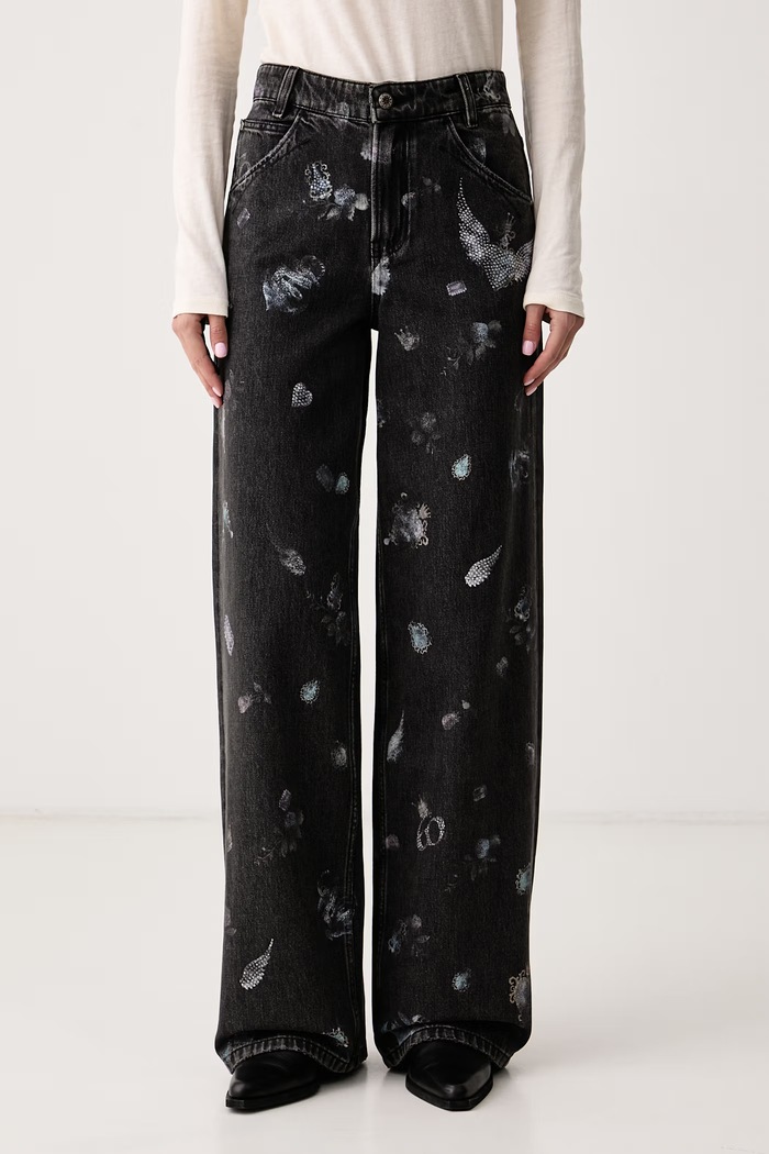 Miss Sixty Jeansy wide leg damskie czarny 6M3JJ17900