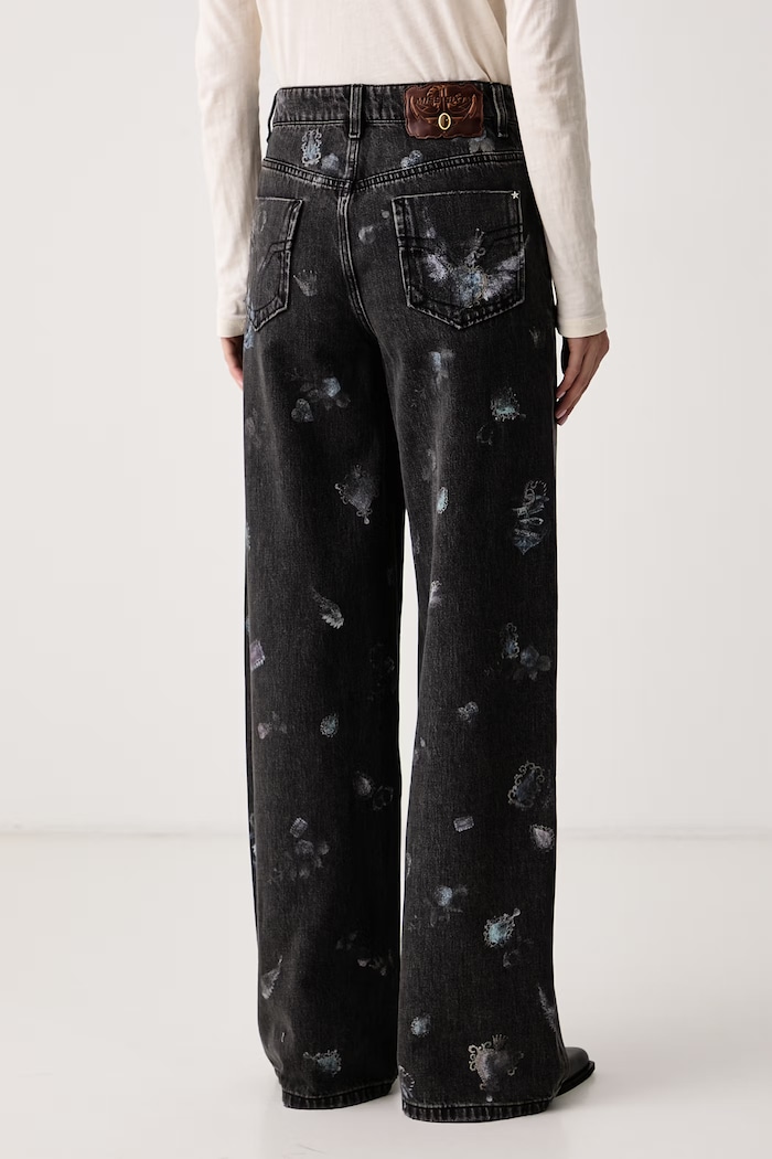 Odzież Miss Sixty Jeansy wide leg damskie 6M3JJ17900 czarny