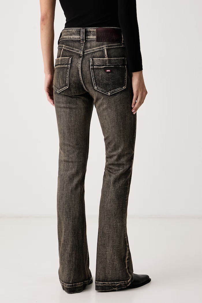 Odzież Miss Sixty Jeansy flare damskie 6M3JJ45000 brązowy