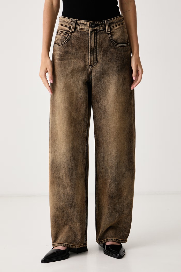 Miss Sixty Jeansy wide leg damskie brązowy 6M3JJ47800