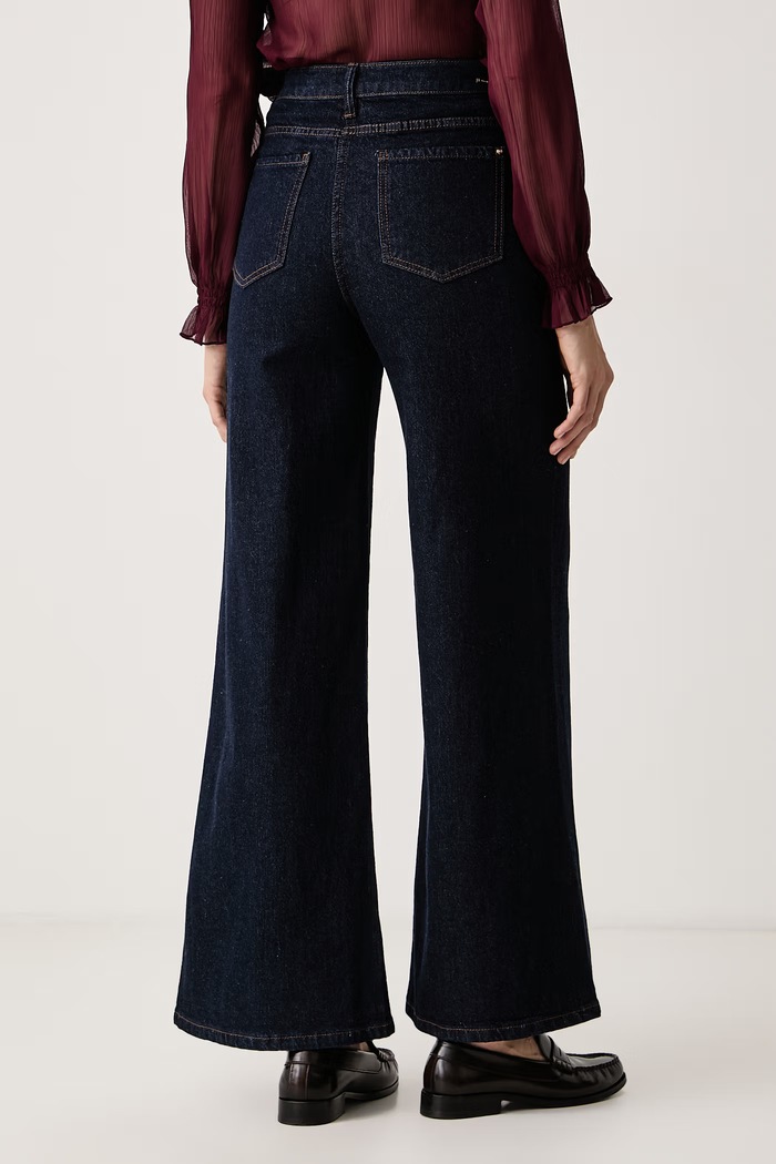 Odzież Morgan Jeansy wide leg damskie PEXA2 niebieski