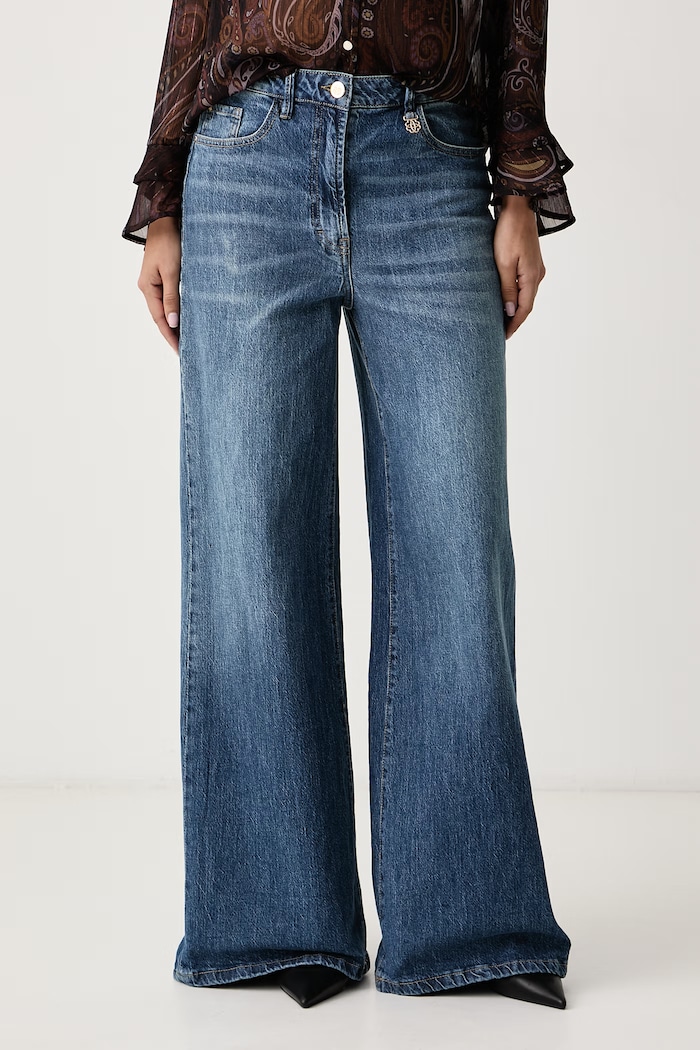 Morgan Jeansy wide leg damskie niebieski PEXA