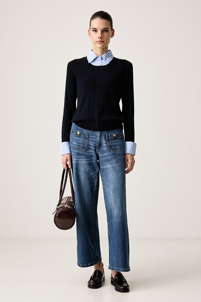Morgan Jeansy wide leg damskie PBIANCA niebieski AW26