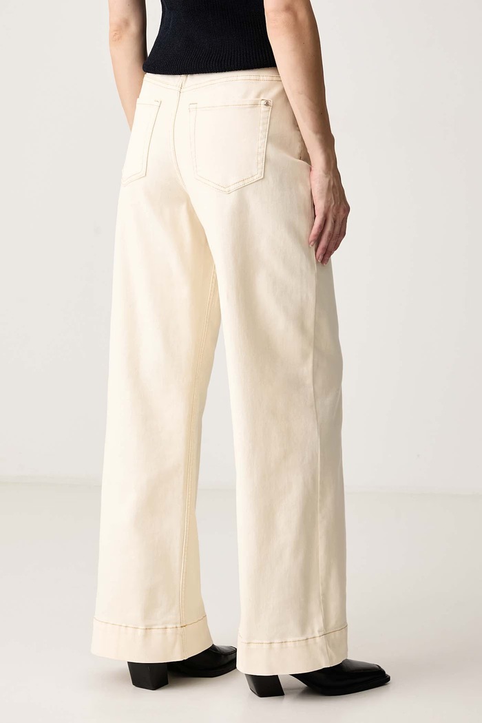 Odzież Morgan Jeansy wide leg damskie PCHOP beżowy
