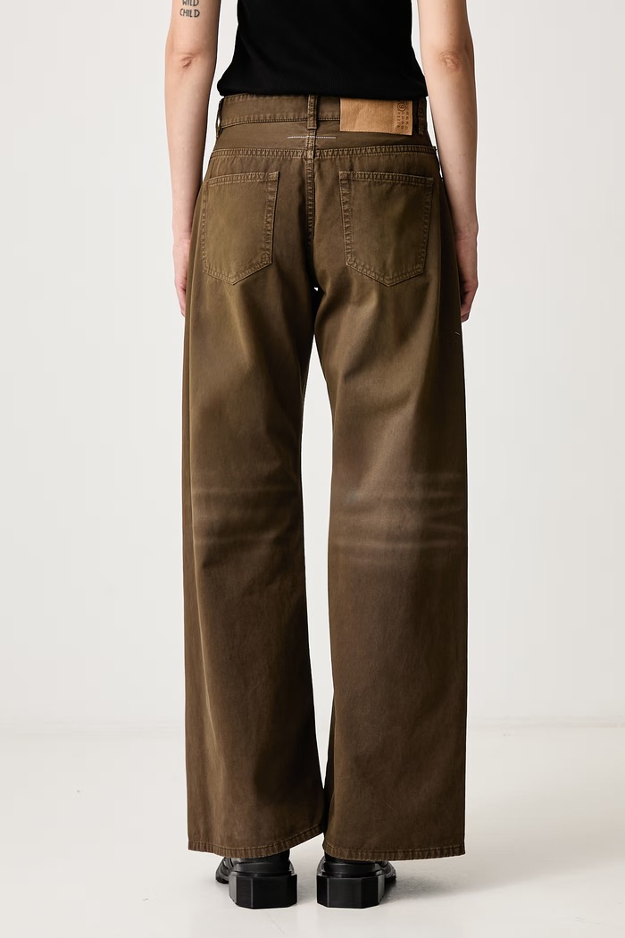 Odzież MM6 Maison Margiela Spodnie wide leg bawełniane damskie S52LA0238.M35435 brązowy