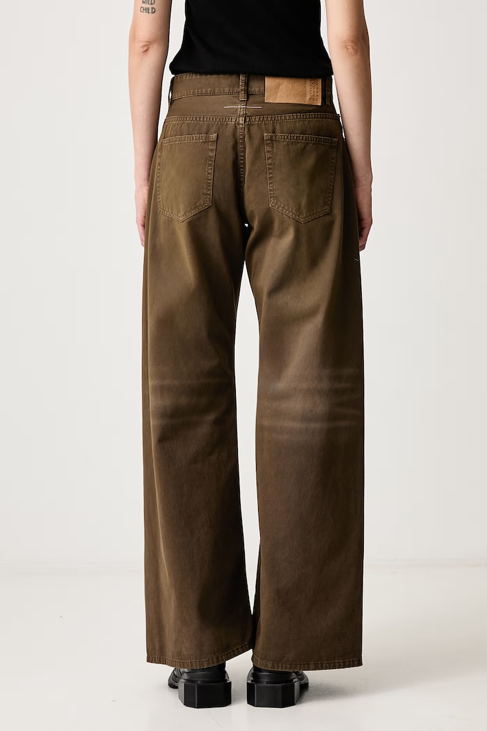 Odzież MM6 Maison Margiela Spodnie wide leg bawełniane damskie S52LA0238.M35435 brązowy