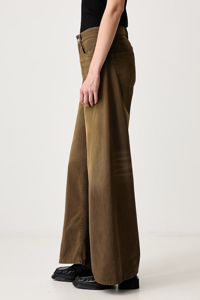 Spodnie wide leg bawełniane damskie MM6 Maison Margiela S52LA0238.M35435 brązowy