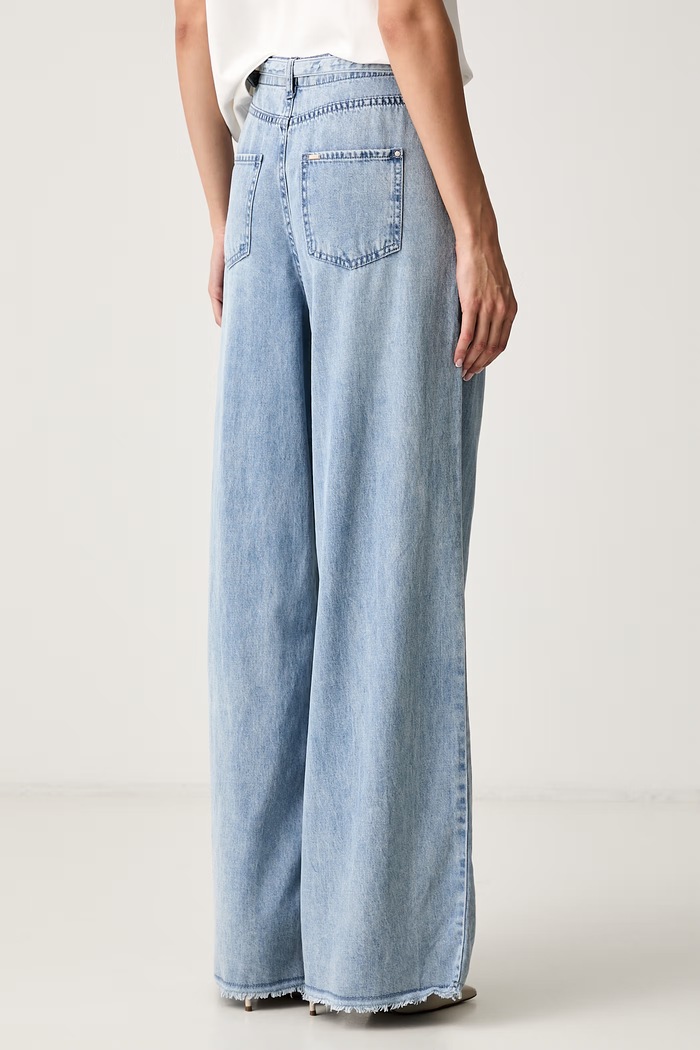 Odzież Morgan jeansy wide leg damskie PELIAM niebieski