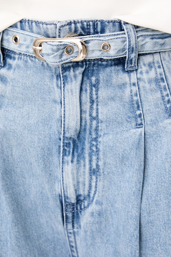 Morgan jeansy wide leg damskie niebieski PELIAM