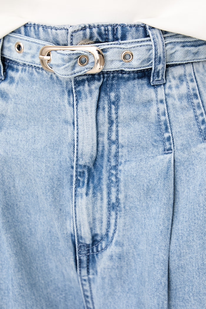 Morgan jeansy wide leg damskie niebieski PELIAM