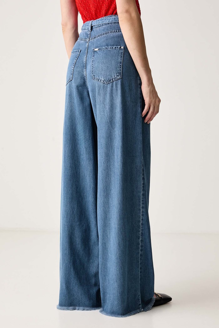 Odzież Morgan Jeansy wide leg damskie PELIAM niebieski