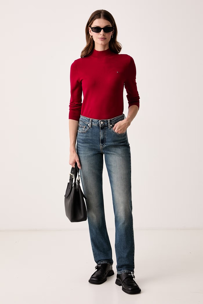Tommy Hilfiger Rifle slim fit dámske WW0WW52184 modrá AW26