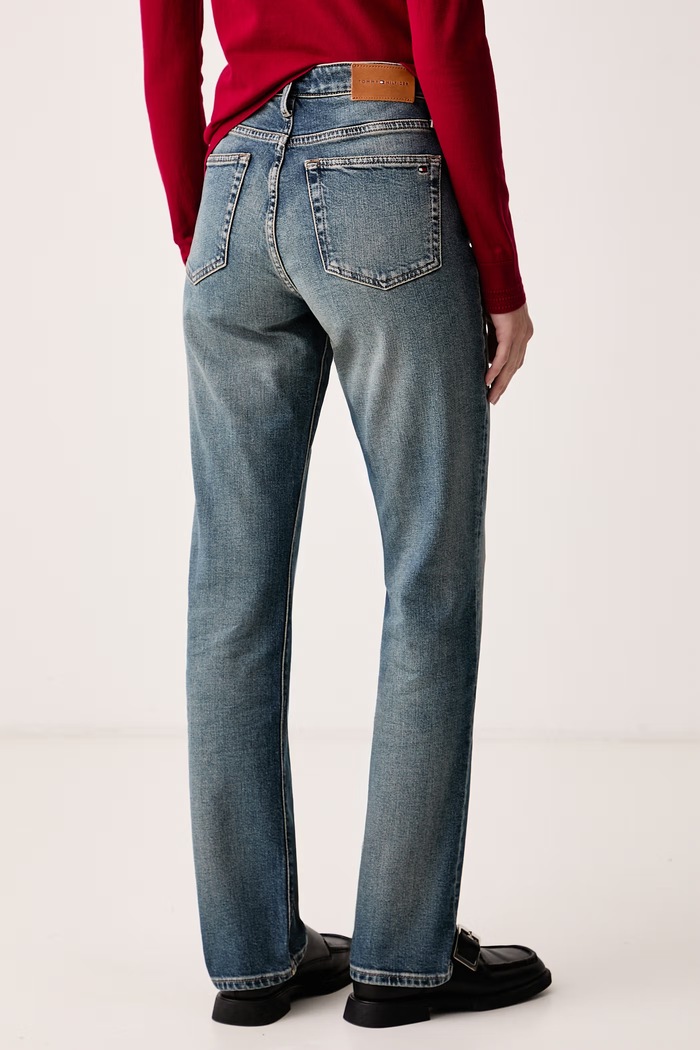 Oblečenie Tommy Hilfiger Rifle slim fit dámske WW0WW52184 modrá
