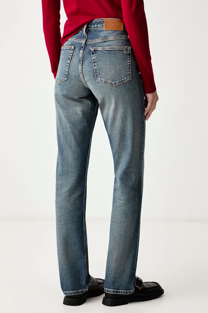 Oblečenie Tommy Hilfiger Rifle slim fit dámske WW0WW52184 modrá