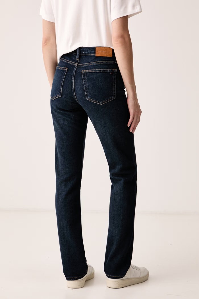 Oblečenie Tommy Hilfiger Rifle slim fit dámske WW0WW52184 tmavomodrá