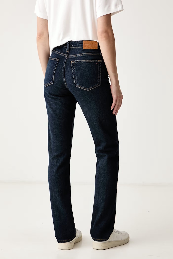 Oblečenie Tommy Hilfiger Rifle slim fit dámske WW0WW52184 tmavomodrá