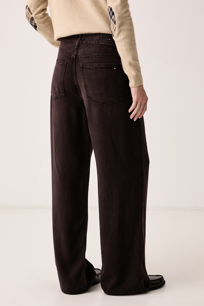 Odjeća Tommy Hilfiger Wide leg traperice za žene WW0WW51404 smeđa
