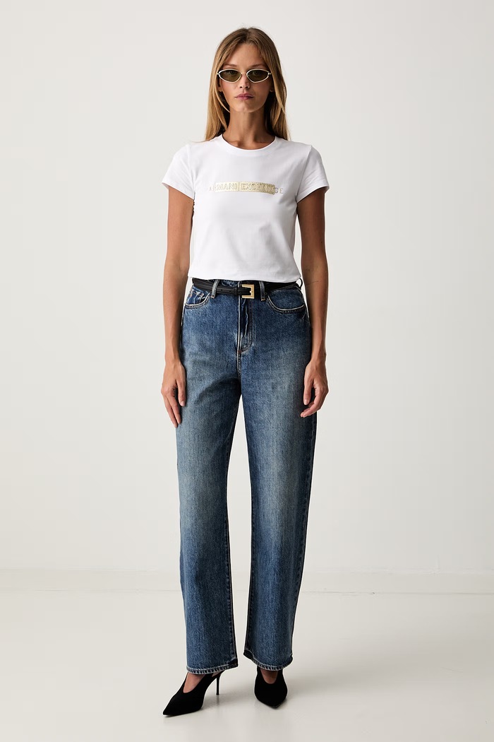 Armani Exchange kavbojke relaxed kroja ženske XW000100.AF21360 modra AW26