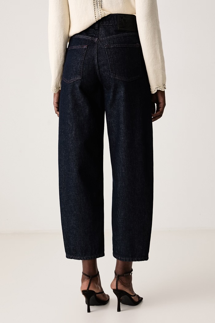 Odzież Sisley Jeansy barrel damskie 49ZNLE05F granatowy