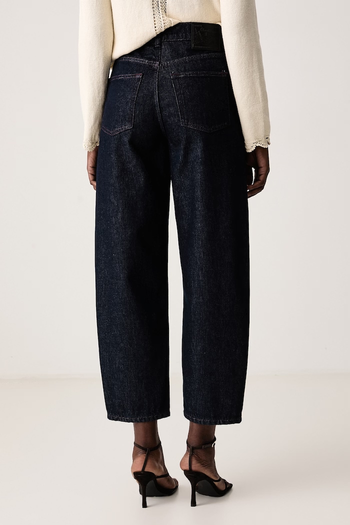 Odzież Sisley Jeansy barrel damskie 49ZNLE05F granatowy