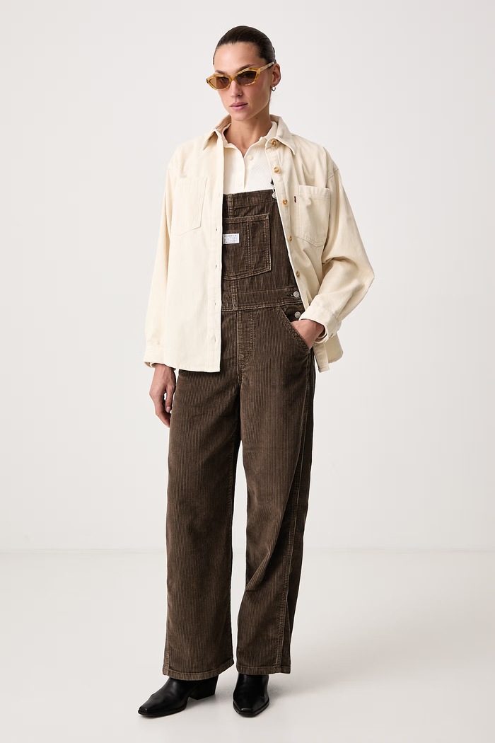 Levi's Σαλοπέτα κοτλέ Γυναικεία FL BAGGY OVERALL 000UG καφέ AW26