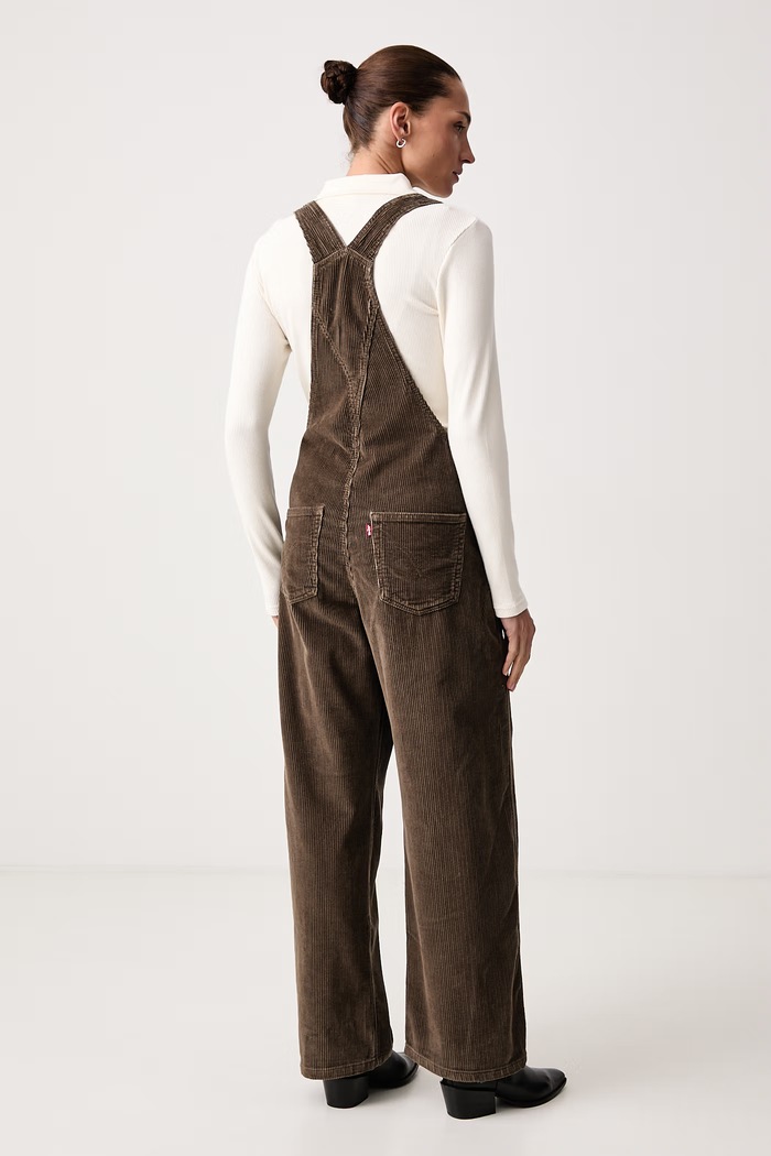 Ρούχα Levi's Σαλοπέτα κοτλέ Γυναικεία FL BAGGY OVERALL 000UG καφέ