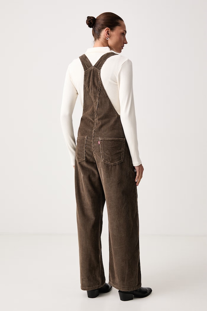 Ρούχα Levi's Σαλοπέτα κοτλέ Γυναικεία FL BAGGY OVERALL 000UG καφέ