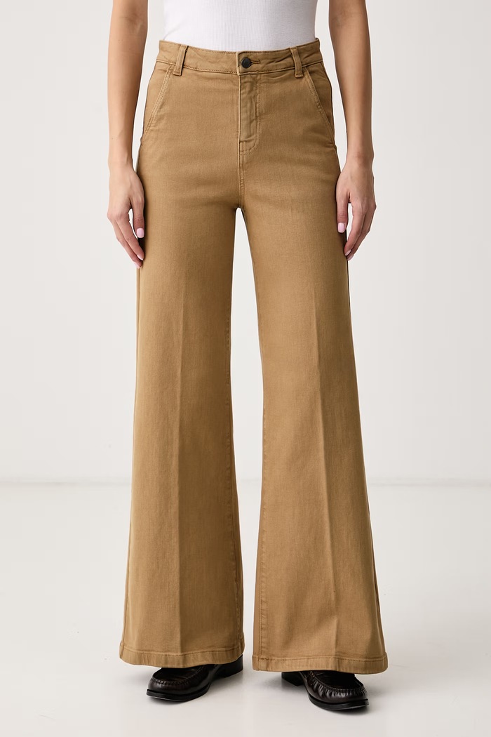United Colors of Benetton Jeansy wide leg damskie brązowy 4HEMDF0CP