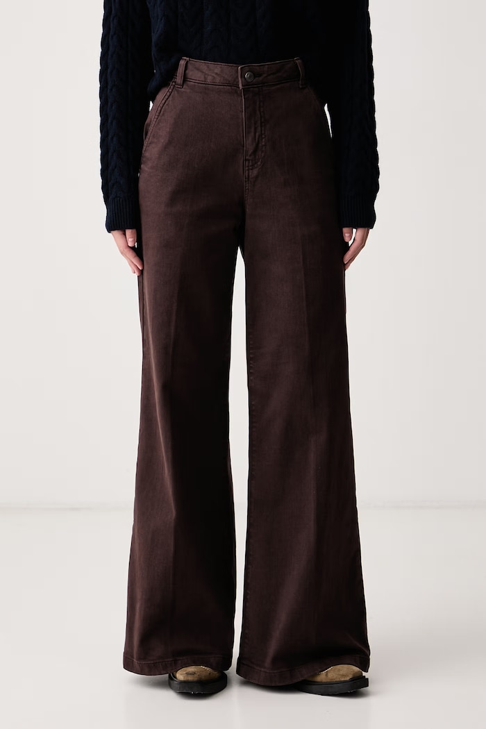 United Colors of Benetton Τζιν wide leg γυναικεία καφέ 4HEMDF0CP