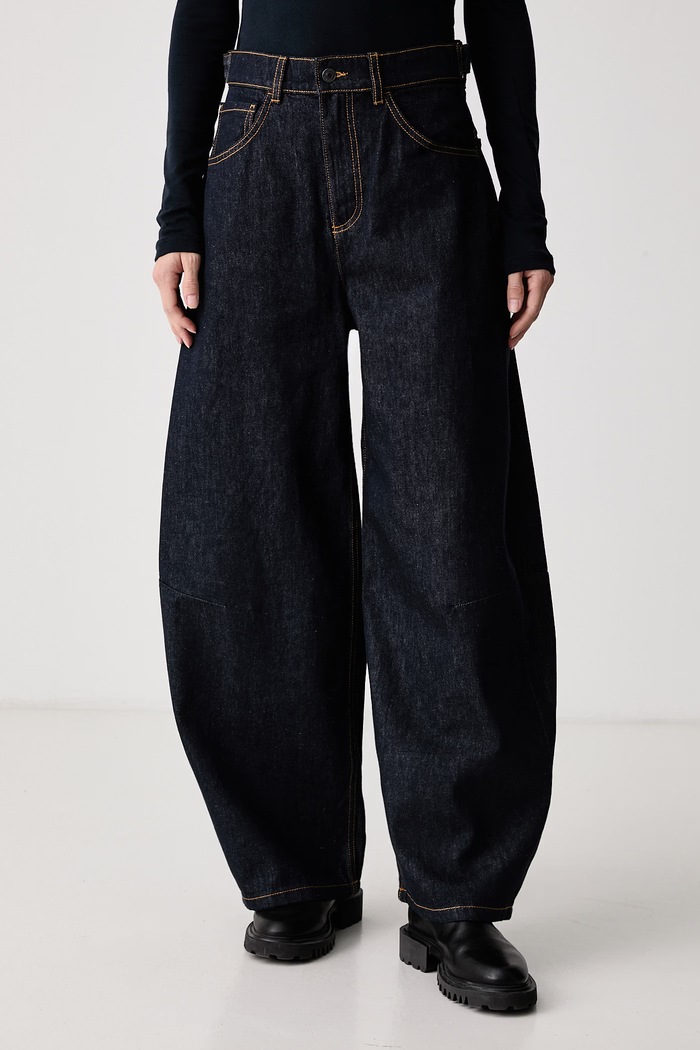 United Colors of Benetton Jeansy wide leg damskie granatowy 47KYDF0CD