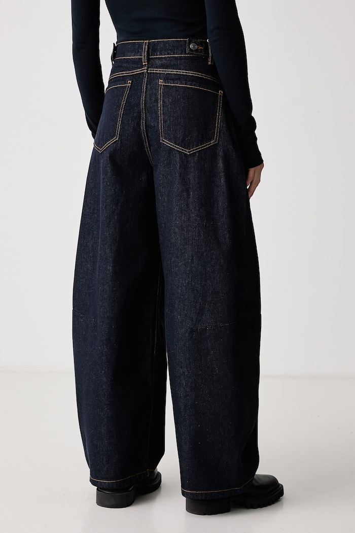 Odzież United Colors of Benetton Jeansy wide leg damskie 47KYDF0CD granatowy