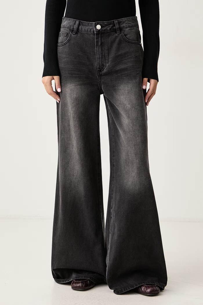 Gaudi Jeansy wide leg damskie szary 621BD26011