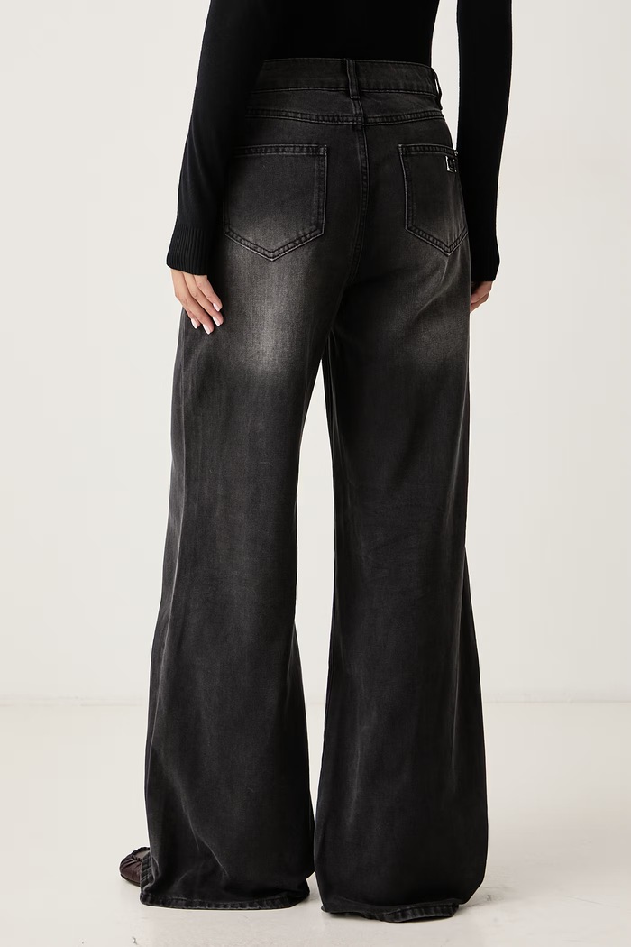 Odzież Gaudi Jeansy wide leg damskie 621BD26011 szary