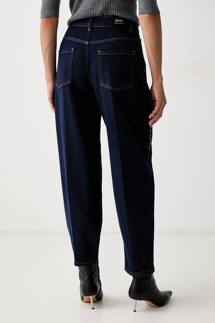 Odzież Liu Jo jeansy relaxed fit damskie UF6232.D0347 granatowy