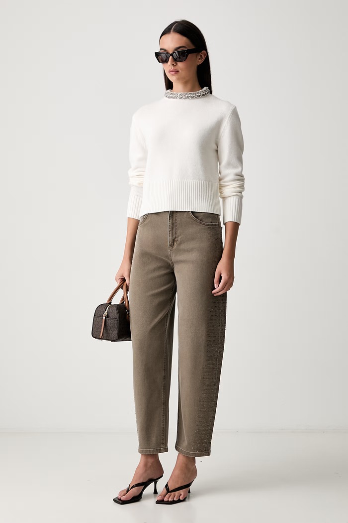 Liu Jo jeansy relaxed fit damskie UF6230.T778A brązowy AW26