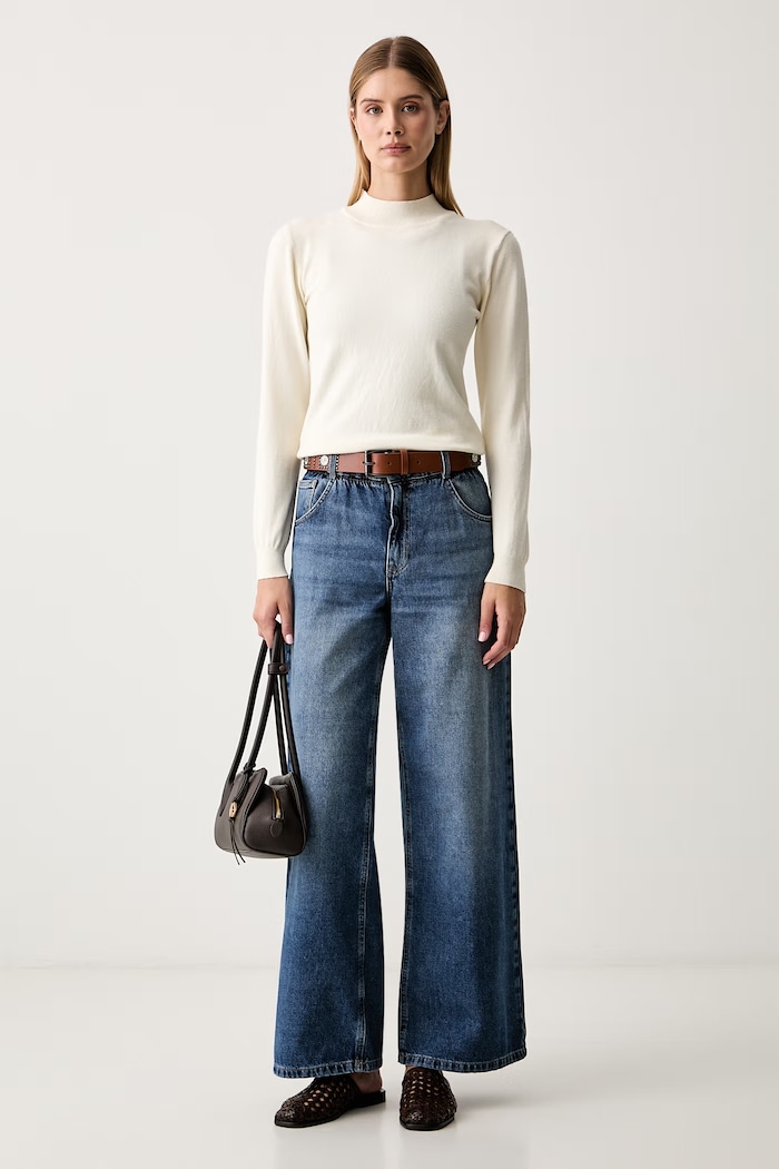 Liu Jo jeansy wide leg damskie UF6186.D0370 niebieski AW26