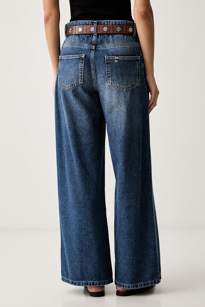 Odzież Liu Jo jeansy wide leg damskie UF6186.D0370 niebieski