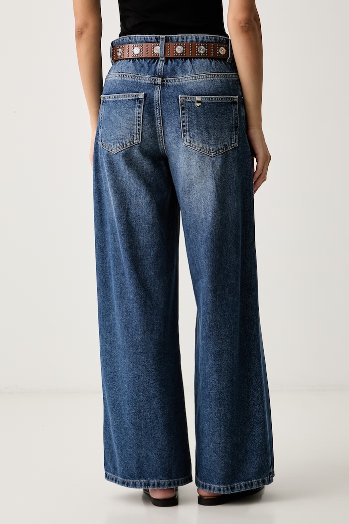 Odzież Liu Jo jeansy wide leg damskie UF6186.D0370 niebieski