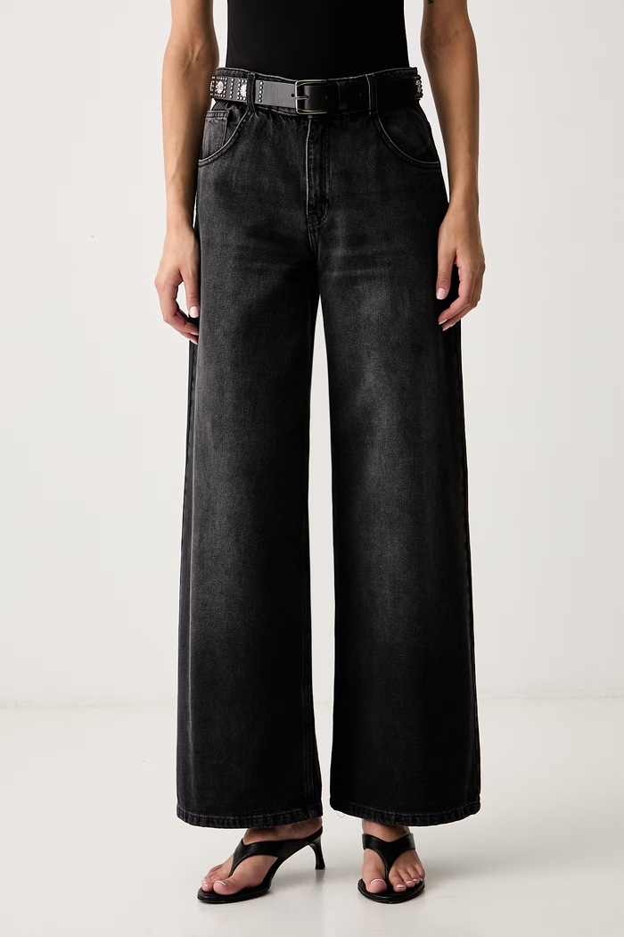 Liu Jo jeansy wide leg damskie czarny UF6186.D0370