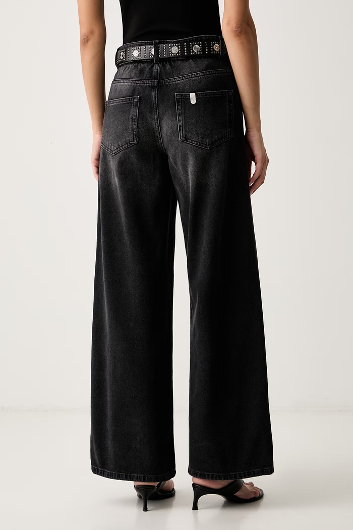 Odzież Liu Jo jeansy wide leg damskie UF6186.D0370 czarny