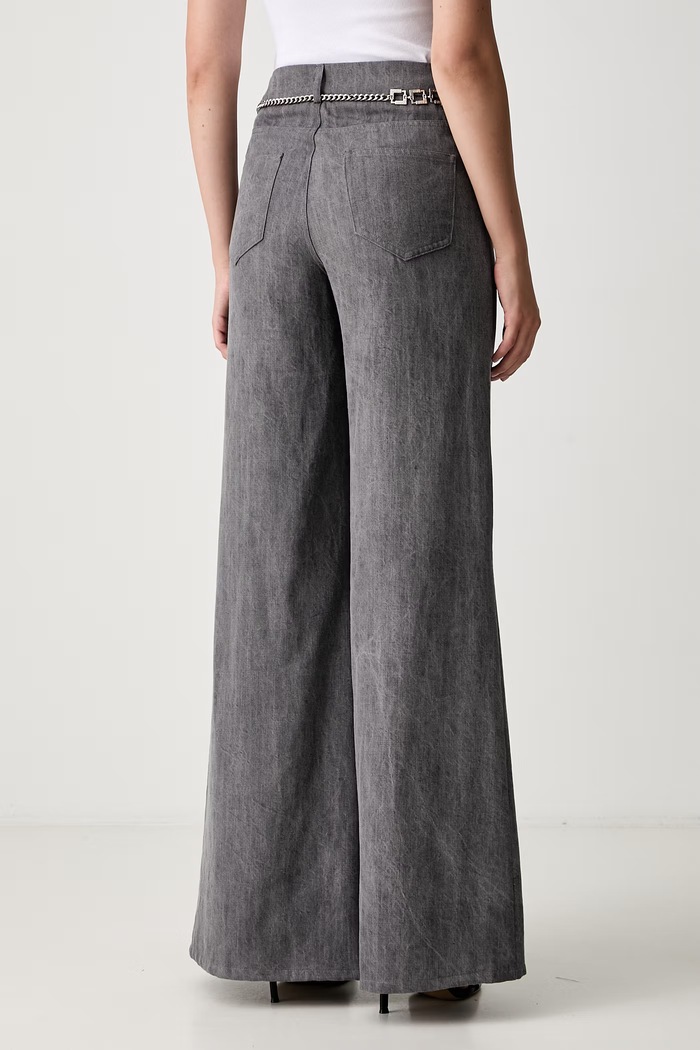 Odzież Liu Jo spodnie dzwony damskie z lyocellu UF6119.D0266 szary