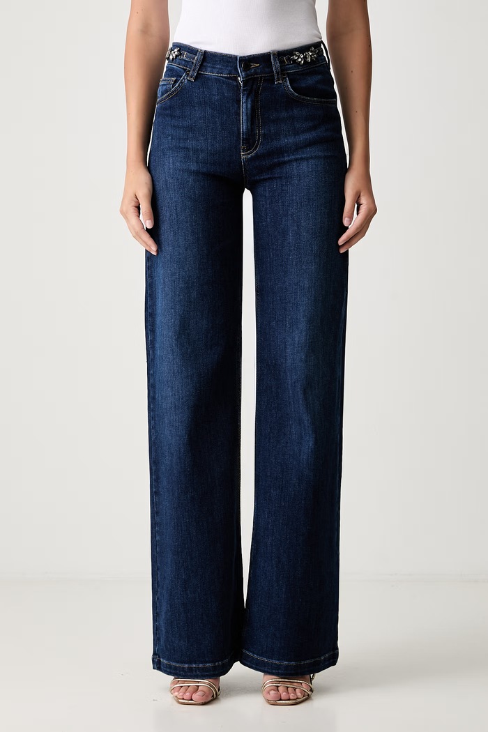 Liu Jo jeansy wide leg damskie granatowy UF6096.D0375