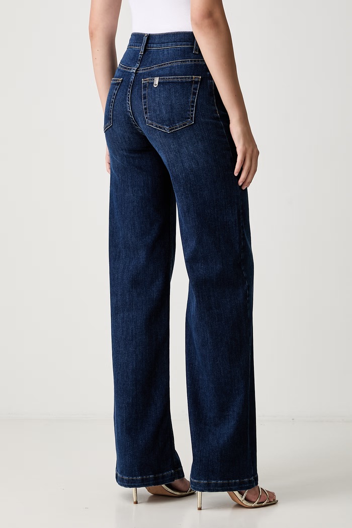 Odzież Liu Jo jeansy wide leg damskie UF6096.D0375 granatowy