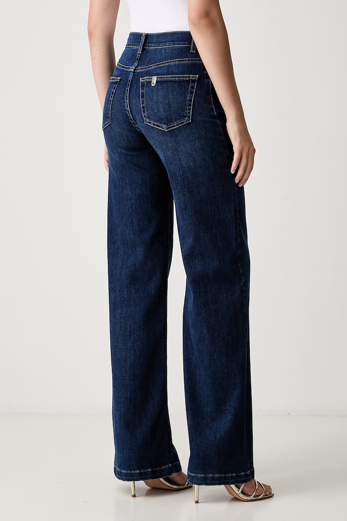 Odzież Liu Jo jeansy wide leg damskie UF6096.D0375 granatowy