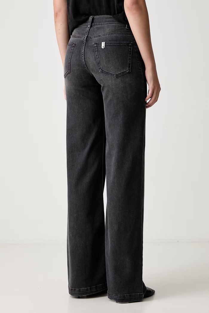 Odzież Liu Jo jeansy wide leg damskie UF6096.D0375 szary