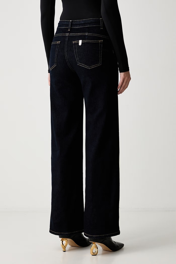 Odzież Liu Jo jeansy wide leg damskie UF6089.D0264 granatowy