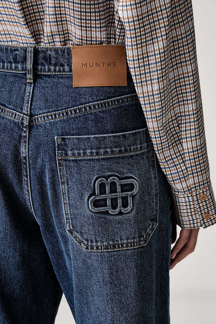 MUNTHE jeansy straight BOHDI LONG 263142426308 niebieski
