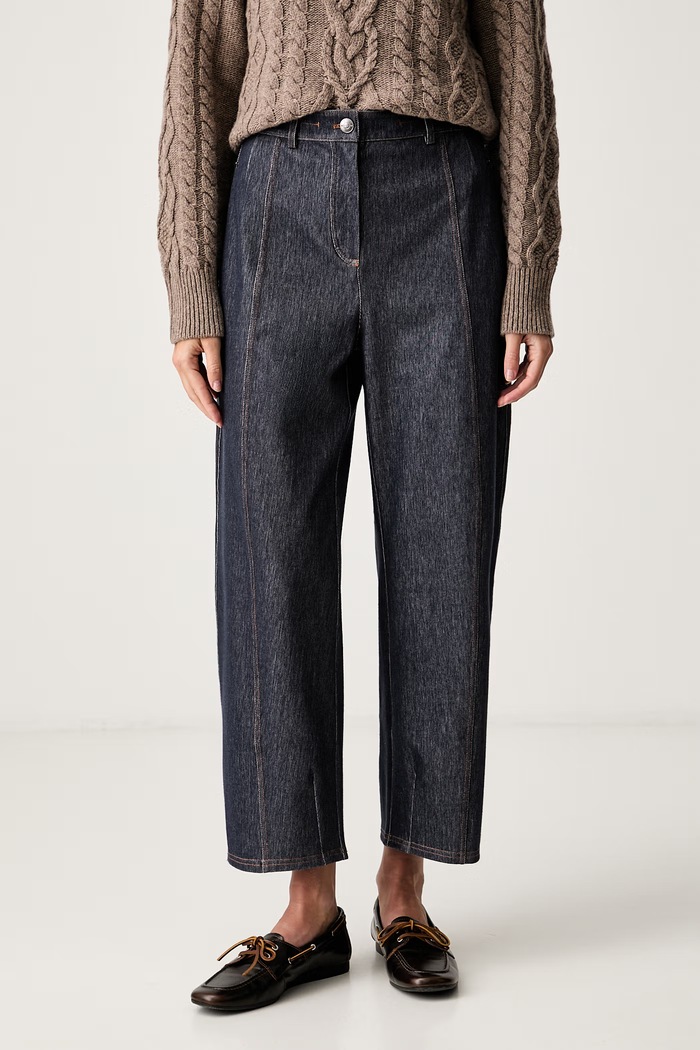 MM by Max Mara spodnie damskie z bawełną MMLBEVANDA granatowy 2626786027600