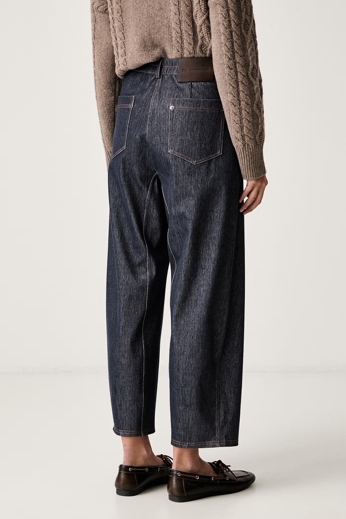 Odzież MM by Max Mara spodnie damskie z bawełną MMLBEVANDA 2626786027600 granatowy