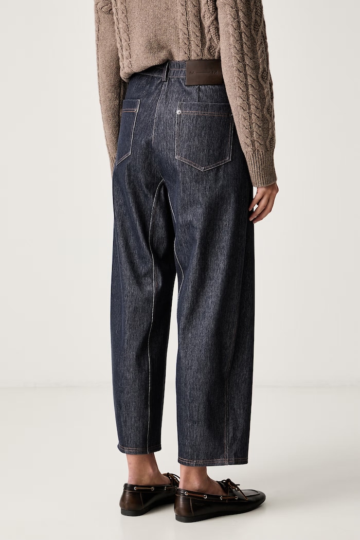 Odzież MM by Max Mara spodnie damskie z bawełną MMLBEVANDA 2626786027600 granatowy